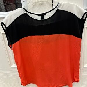 Forever 21 Colorblock Blouse - Black, White, and Orange